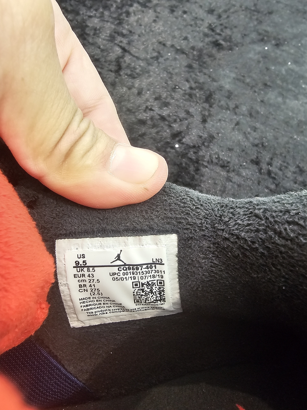 Jordan Men's Purple Suede Basketball Sneakers with Black Laces and Orange Trim - Picture 5 of 9